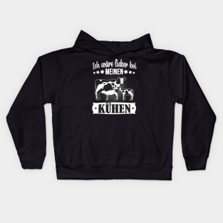 Ich wär lieber bei meinen Kühen Landwirt Kuh Bauer Kids Hoodie